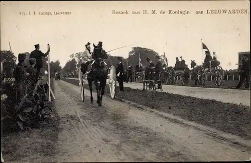 Ak Leeuwarden Friesland Niederlande, Königin zu Besuch, Kutschen