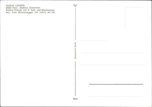 Ak Tiers Tires Südtirol, Gasthof Laurin, Panorama, Speiseraum