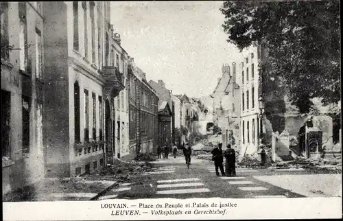 Ak Louvain Leuven Flämisch Brabant, Place du Peuple et palais de justice
