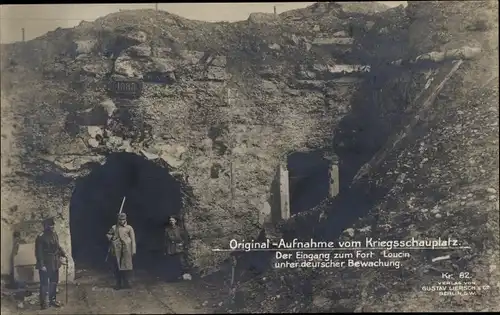 Ak Liège Lüttich Wallonien, Fort Loncin, Eingang unter deutscher Bewachung