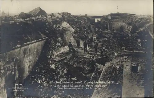 Ak Liège Lüttich Wallonien, Ansicht eines belgischen Forts nach Beschießung und Erstürmung