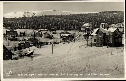 Ak Karpacz Górny Brückenberg Krummhübel Riesengebirge Schlesien, Wintersportplatz