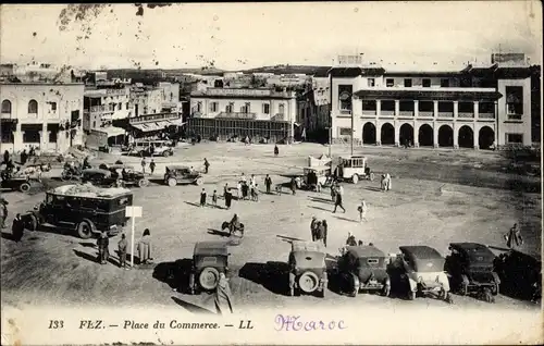 Ak Fès Fez Marokko, Place du Commerce, Maroc Hotel, Automobile