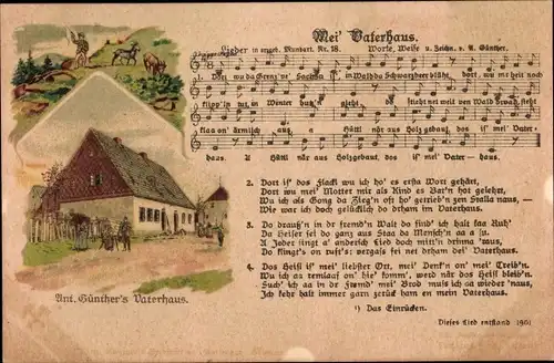 Lied Ak Mei Vaterhaus, Unt. Günther's Vaterhaus, Trachten Erzgebirge