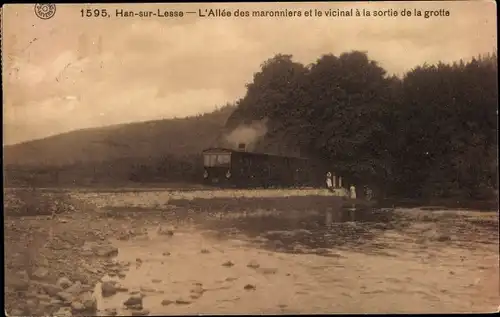 Ak Han sur Lesse Wallonien Namur, L'Allee des marronniers et le vicinal a la sortie de la grotte