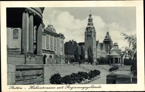 Ak Szczecin Stettin Pommern, Hakenterrasse, Regierungsgebäude