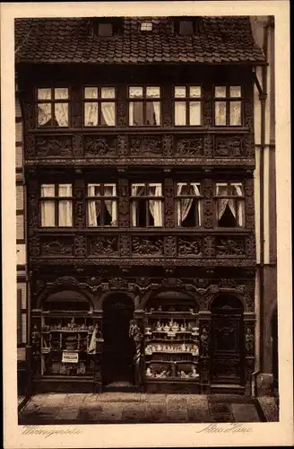 Ak Wernigerode, Blick auf das alte Haus, Vorderfassade, Schaufenster