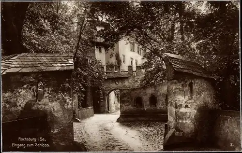 Ak Rochsburg Lunzenau in Sachsen, Eingang zum Schloss