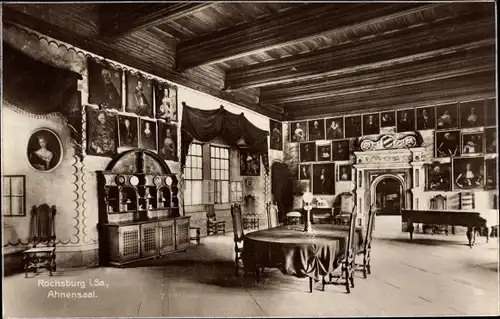 Ak Rochsburg Lunzenau Sachsen, Ahnensaal vom Schloss