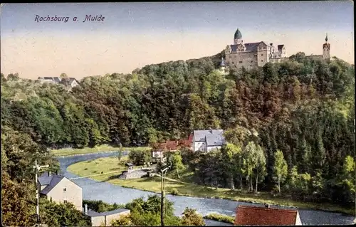 Ak Rochsburg Lunzenau in Sachsen, Teilansicht, Schloss