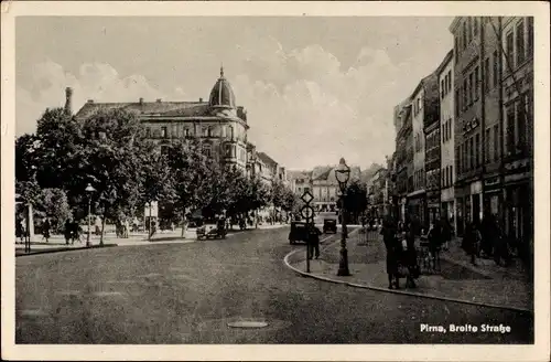 Ak Pirna in Sachsen, Breite Straße