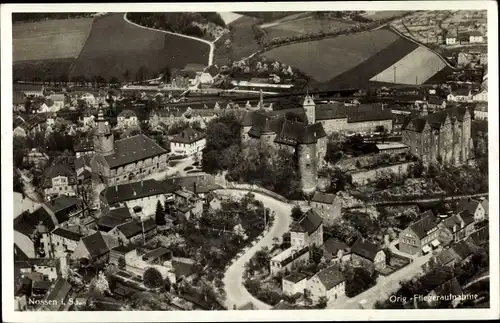 Ak Nossen Sachsen, Panorama, Fliegeraufnahme, Schloss, Kirche