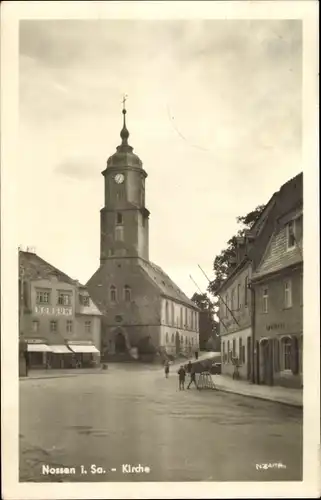 Ak Nossen in Sachsen, Kirche, Geschäft Konsum