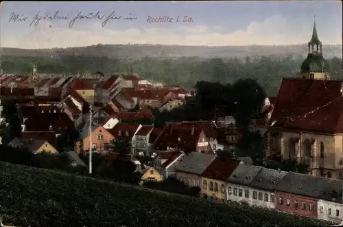 Ak Rochlitz an der Mulde, Teilansicht, Kirche