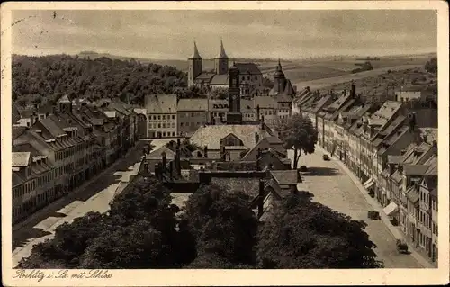 Ak Rochlitz an der Mulde, Teilansicht mit dem Schloss, Platz