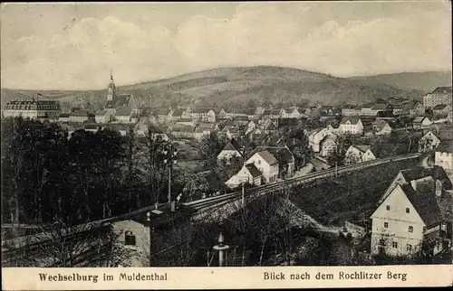 Ak Wechselburg Sachsen, Blick nach dem Rochlitzer Berg, Bahnstrecke