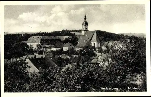 Ak Wechselburg in Sachsen, Teilansicht, Kirche, Schloss