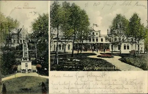 Ak Bad Lausigk Lausick in Sachsen, Hotel Hermannsbad, Terrasse Hermannbad