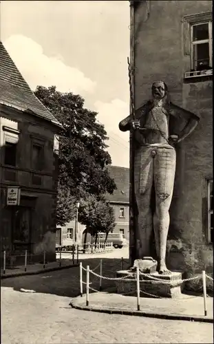 Ak Belgern an der Elbe Sachsen, Roland am Rathaus