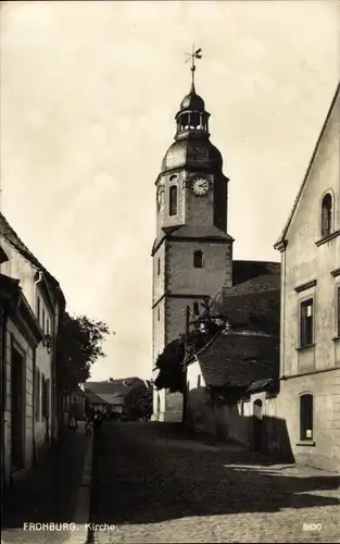 Ak Frohburg in Sachsen, Partie an der Kirche