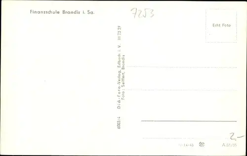 Ak Brandis in Sachsen, Finanzschule, Außenansicht