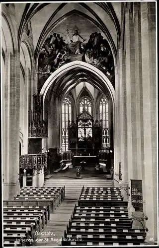 Ak Oschatz in Nordsachsen, Inneres der Aegidienkirche, Altar, Kanzel