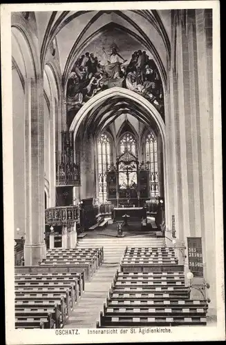 Ak Oschatz in Sachsen, Innenansicht der St. Ägidienkirche, Altarraum