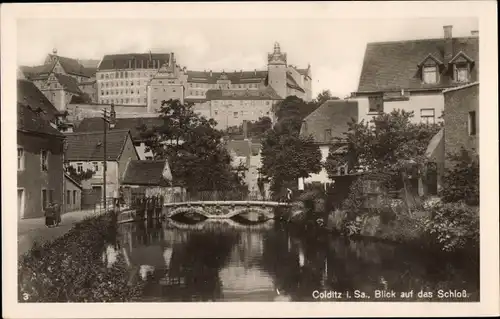 Ak Colditz in Sachsen, Schloss, Flusspartie, Brücke