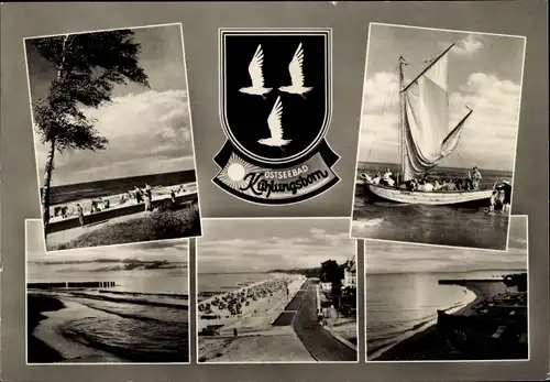 Wappen Ak Ostseebad Kühlungsborn, Segelpartie, Abendstimmung am Strand, Promenade