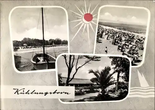 Ak Ostseebad Kühlungsborn, Strand, Badegäste, Strandkörbe, Segelboot