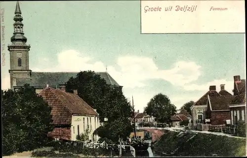 Ak Nieuwstad Farmsum Delfzijl Groningen Niederlande, Dorfpartie, Kirche