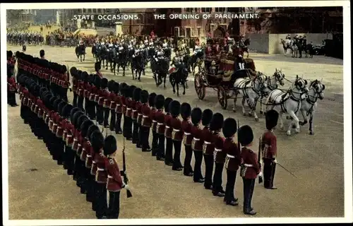 Ak London City England, King George VI and Queen Elizabeth, State Opening of Parliament