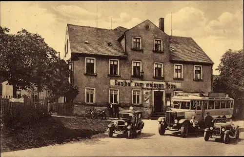 Ak Claußnitz in Sachsen, Gasthof zum weißen Ross, Autobus