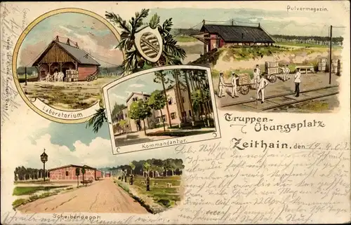 Litho Zeithain in Sachsen, Truppenübungsplatz, Laboratorium, Pulvermagazin, Kommandantur