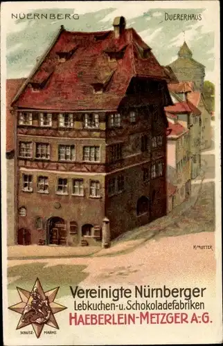 Künstler Litho Mutter, K., Nürnberg Dürerhaus, Vereinigte Nürnberger Lebkuchen u. Schokoladefabriken