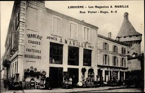 Ak Libourne Gironde, Les Magasins A. Mabille, Rue Victor Hugo