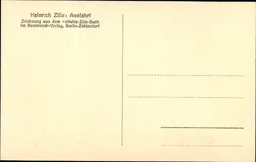 Künstler Ak Zille, Heinrich, ausfahrt, Mutter mit Kindern, Kinderwagen