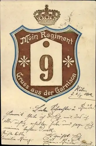 Präge Litho Kaiserliches Regiment 9, Gruß aus der Garnison