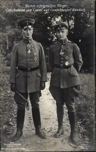 Ak Kampfflieger Oberleutnant von Cossel und Vizefeldwebel Windisch, Sanke Karte Nr. 401