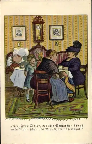 Künstler Ak Zille, Heinrich, Nee, Frau Maier, det olle Schnarchen hab ick mein Mann
