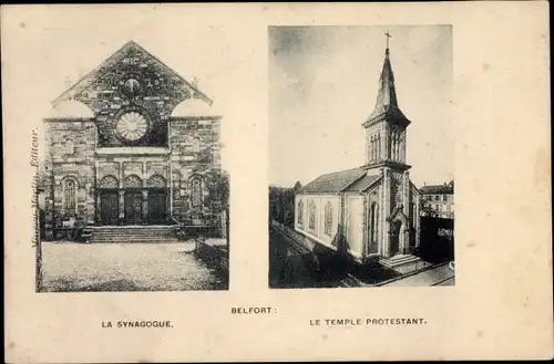 Judaika Ak Belfort Beffert Beffort Territoire de Belfort, La Synagogue, Le Temple Protestant