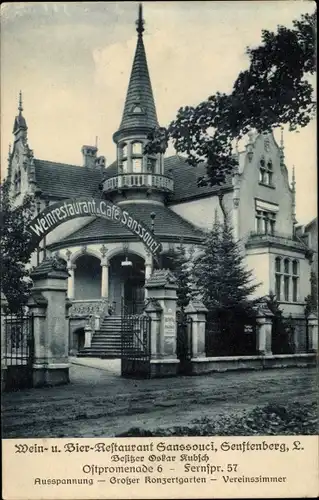 Ak Senftenberg in der Niederlausitz, Wein- und Bierrestaurant Sanssouci, Ostpromenade 6