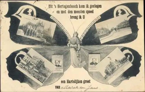 Schmetterling Ak 's Hertogenbosch Nordbrabant Niederlande, Teilansichten