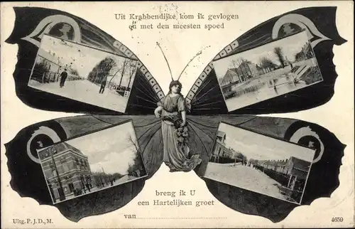 Schmetterling Ak Krabbendijke Zeeland, Straßenpartien