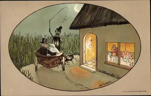 Künstler Ak Jordens, Bep, Vermenschlichte Mäuse, Brautpaar, De Huwelijksreis, Hochzeitsreise