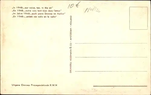 Ak In 1948 Ook onze stem in de aether, RWN, Radiosender, Reklame