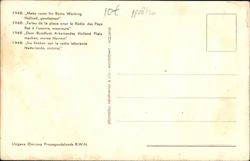 Ak 1948, Plaats maken voor Radio Werkend Nederland, RWN, Radiosender, Reklame