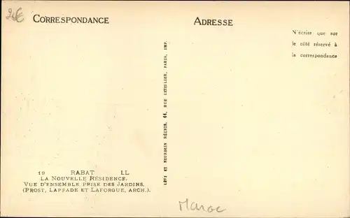 Ak Rabat Marokko, La Nouvelle Residence, Vue d'ensemble prise de Jardins
