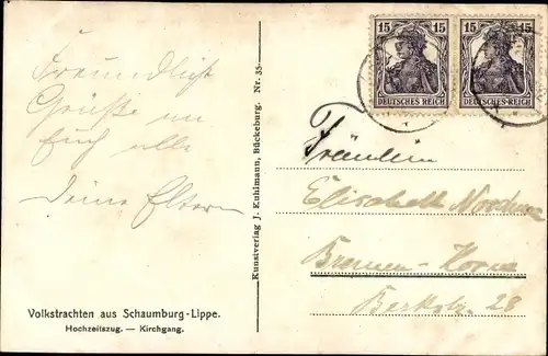 Ak Volkstrachten aus Schaumburg Lippe und Umgegend, Hochzeitszug, Kirchgang