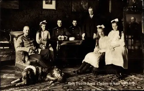 Ak König Friedrich August III. von Sachsen, Im Kreise seiner Kinder